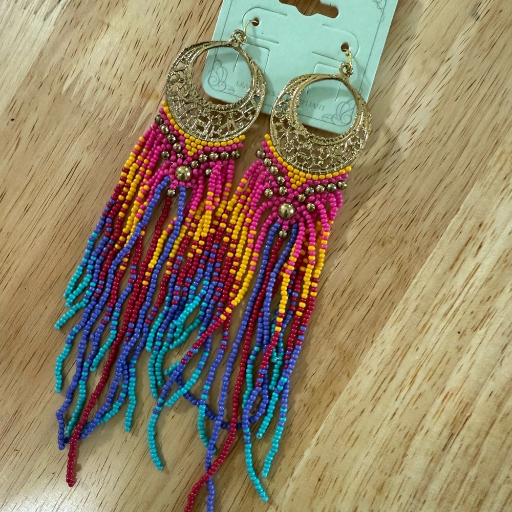 Colorful Beaded Dangle Earrings